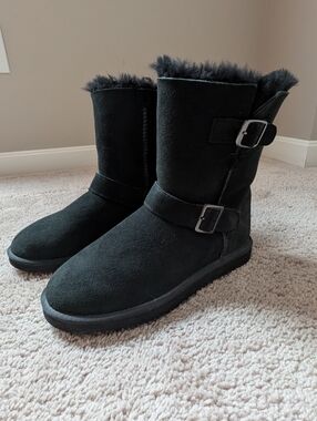Kirkland Signature Black Suede Shearling Mid-Calf Boots Size 7